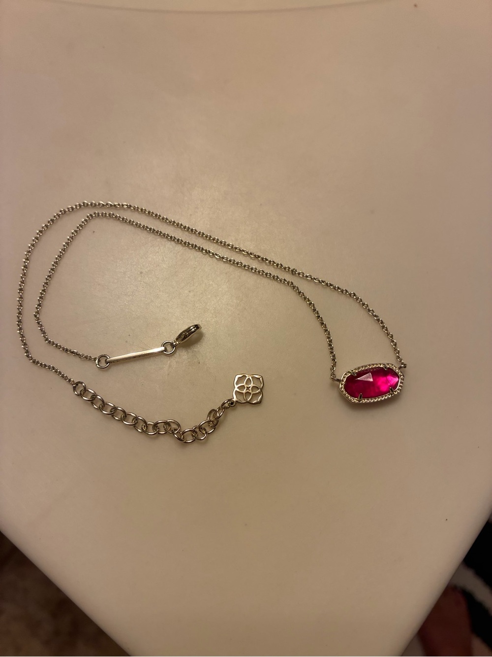 Kendra Scott Light Gold Chain Necklace with Vivid Pink Faceted Pendant